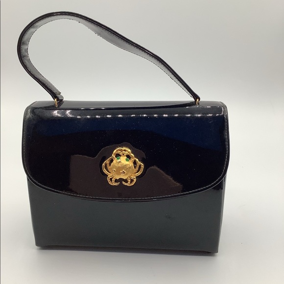 Handbags - Vintage Black Purse with Crab Jewel Closure